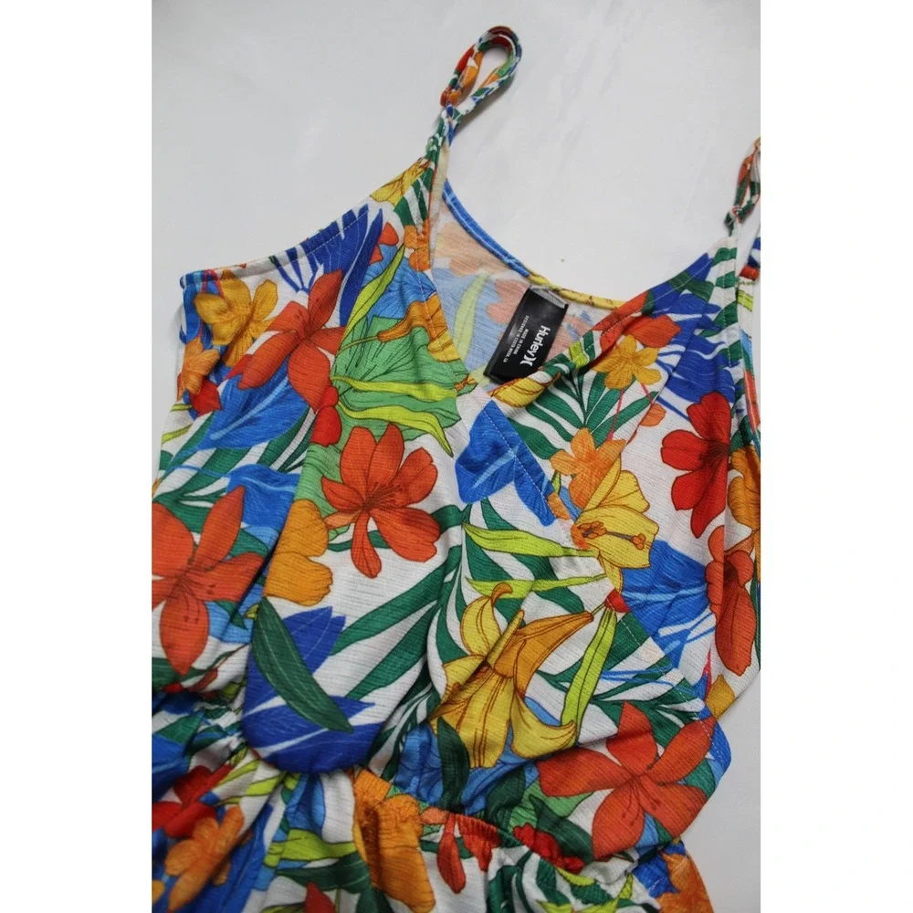Hurley Womens Tropical Floral Romper Blue Orange Yellow Size S Small - Picture 2 of 7